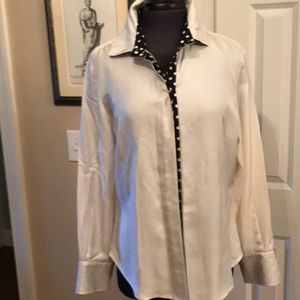 Blouse silk polka dot button line